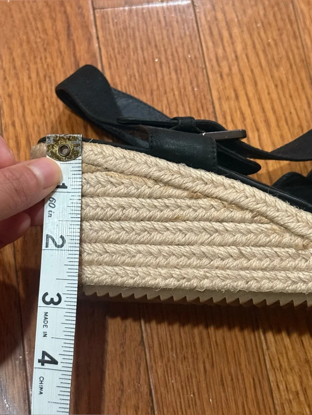 Eileen Fisher Women’s 11 Beckon Leather Espadrille Wedge Sandals Strappy Jute